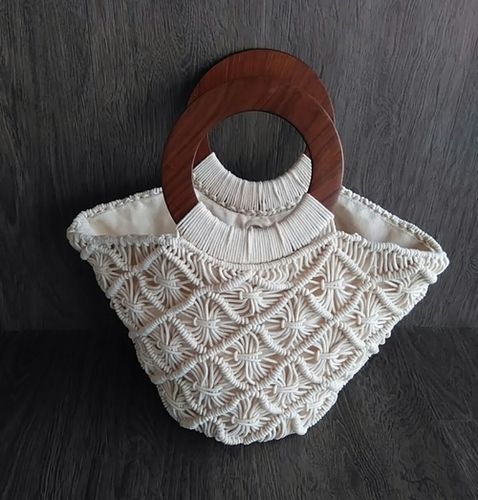 Buy 70s Vintage MACRAME Shoulder Bag Handmade Macrame Purse Wooden Bead  Bohemian Woven Boho Festival Bag Satchel Fringe Brown Online in India - Etsy