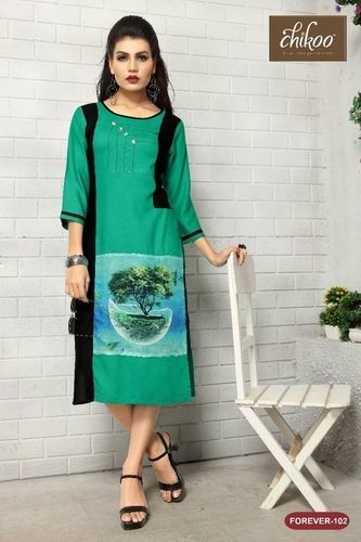 Designer Printed Rayon Kurtis