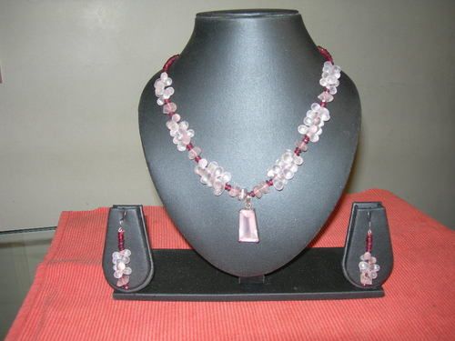 Rose Quartz Necklace Set Grade: A