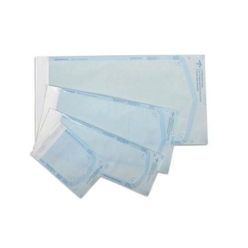 Self Seal Sterilization Pouch - 57mm*(100 + 30)mm, Transparent Blue, 55-60 GSM Thickness, Impact Resistant and Durable Quality