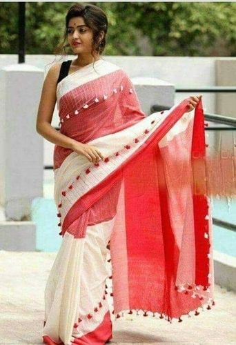 Handloom Printed Linen Silk Sarees