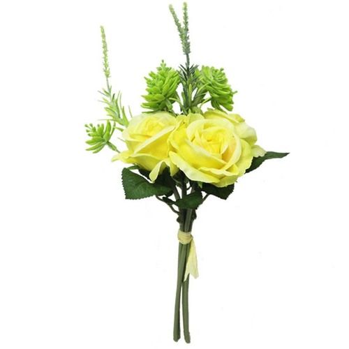 White Purple Yellow Cream Artificial Rose Succulent Bouquet For Wedding