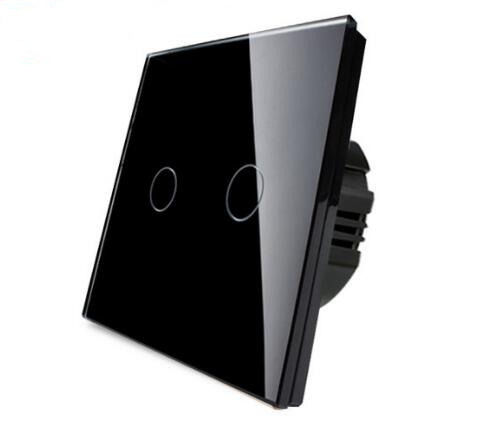 2 Gang Not Livolo Waterproof Black Tempered Glass Panel Touch Screen Light Switch For Smart Home