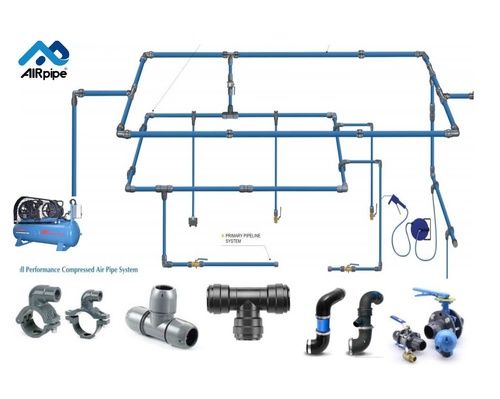 Blue Compressed Aluminium Air Pipe Fitting