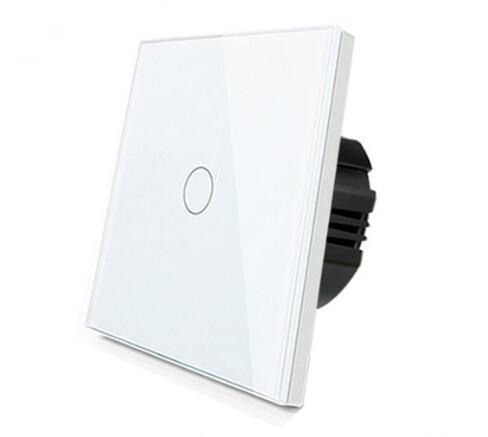 Eu Standard 1 Gang Waterproof White Toughened Glass Panel Touch Switch With Led Backlight Indicator