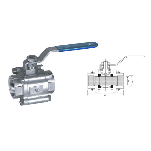 3 Piece Screw End Ss Ball Valve