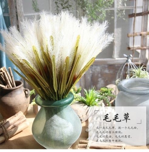 Artificial Flowers White Mexican Grass Length: 61.5  Centimeter (Cm)