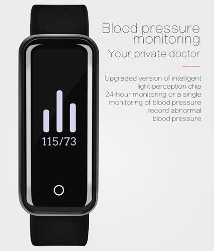 OPTA Black Fitness Band Heart Rate Blood Pressure Blood Oxygen Activity Tracker