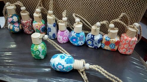 Clay + Glass + Wooden + Cotton Rope Car Air Freshener Bottles