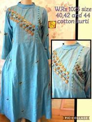 Silver Ladies Stitched Embroidered Kurti