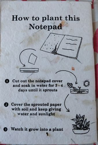 Eco- Friendly Plantable Seed Paper Notebook