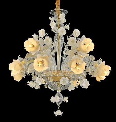 Classic European Art Glass Chandelier