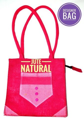 Pink Designer Jute Fashion Bags