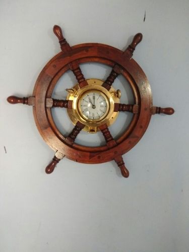 Nagina International 24 Wooden Ship Wheel Clock Boat Steering Wheel with  Brass Handle Black Dial | Home Decor & Decorations | Pirate's Nursery Gift