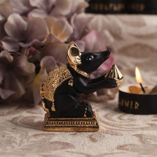 Gold Plated Mini Black Rat Holding Modak