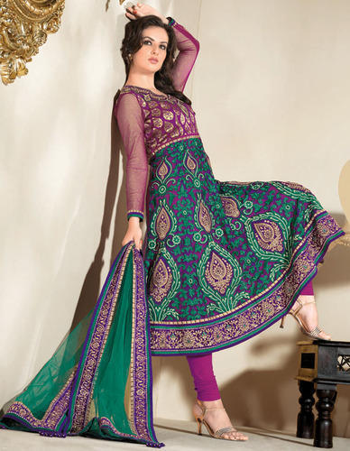 Multicolor Chanderi Party Wear Designer Ladies Salwar Suits