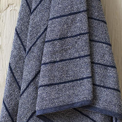 Cotton Blue And White Terry Chambray Towel 