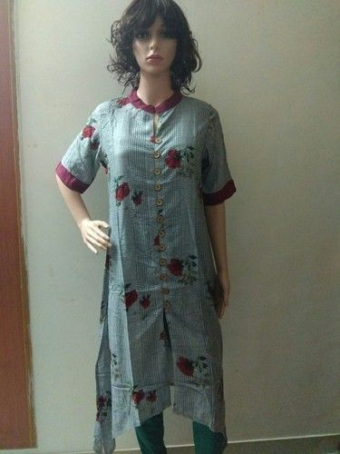 No Fade Party Wear Printed Ladies Kurti