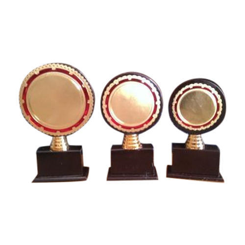 Designer Wooden Trophy - Brass And Wooden Black