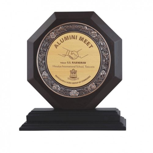 Wooden Gold Plated Trophy - Octagon Shape 