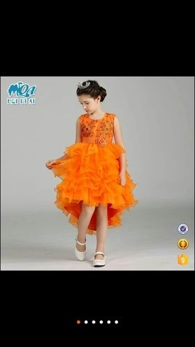 Girls Orange Party Wear Frock