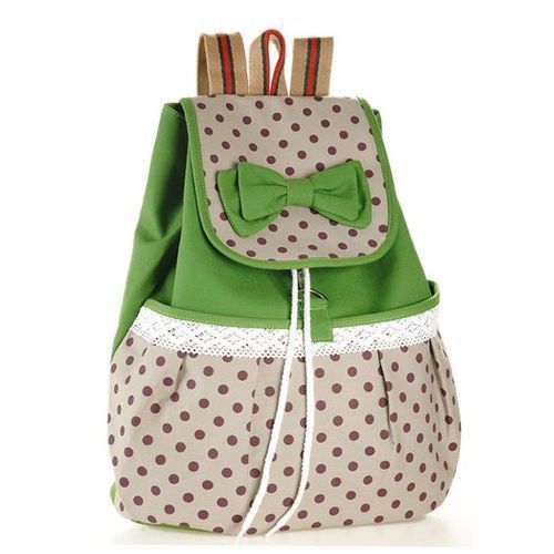 Moisture Proof Girls Green Color College Bag