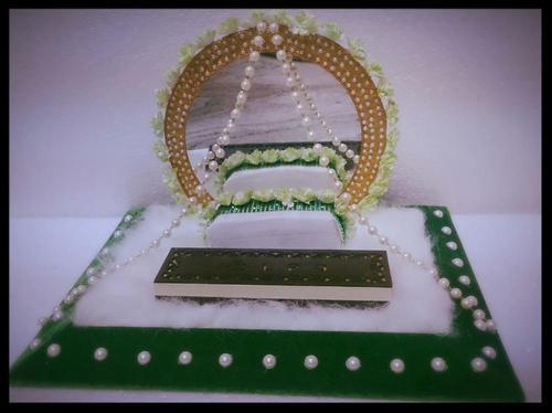 White And Green Ring Platter Greek Look With Led Lights