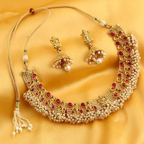 Gold Plated Laxmi Design Necklace Set