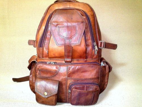 Brown Leather Shoulder Backpack Bag