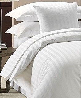 Plain White Stripped Bedding Sets