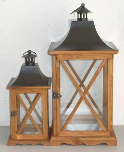 Wooden Lantern Cross Window Set Of 2
