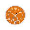 Orange Color Round Shape Designer Wall Clocks