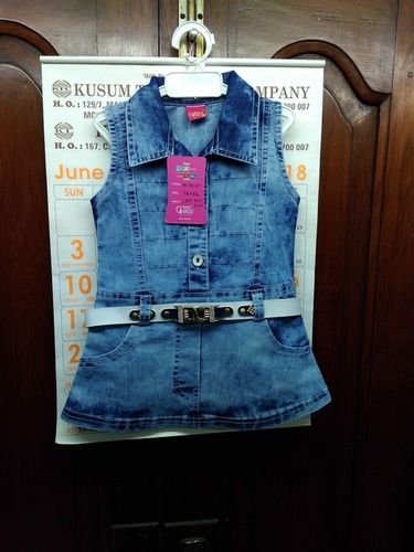 Washable Denim Frock For Kids