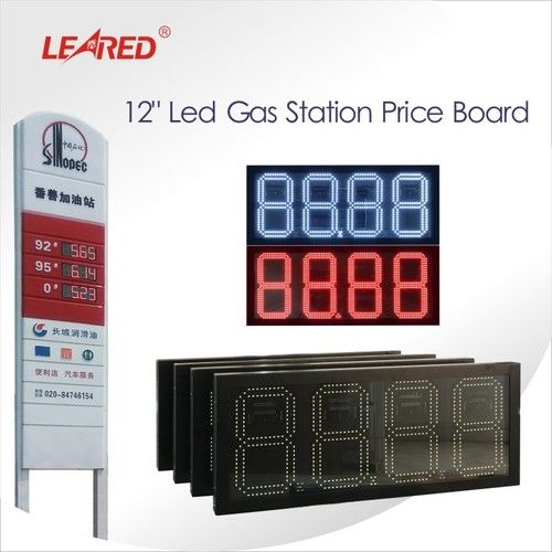 Outdoor 12 Inch White/red Waterproof 88.88 Digital Led Gas Station Price Board/screen