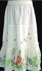 Printed White Long Skirts