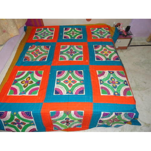 Multi Color Katha Work Bed Cover