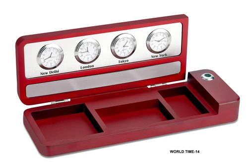 World Time Clock With Card Holder