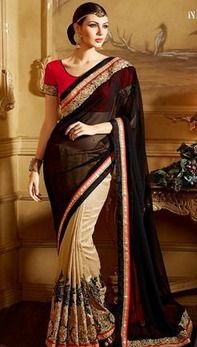 Maroon And Beige Designer Saree