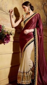 Pink And Mustard Designer Saree