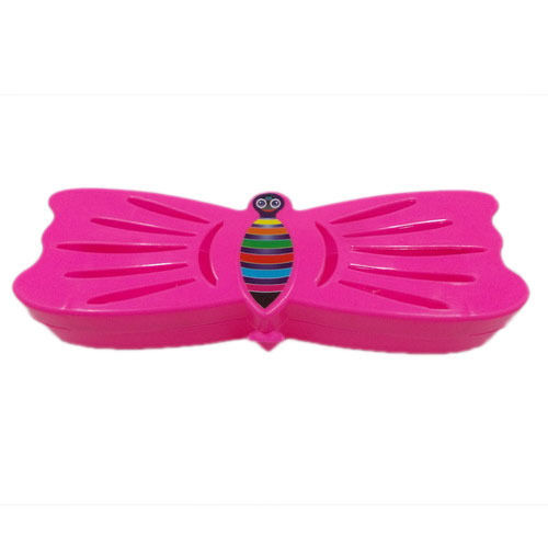 Custom Butterfly Shaped Pink Plastic Pencil Box