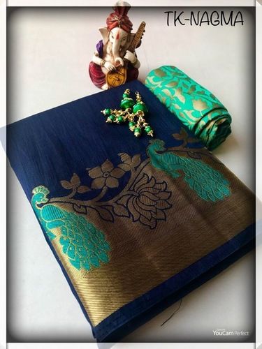 Peacock Feather Printed Silk Saree – Thilakawardhana