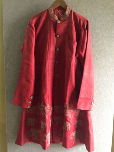 Men Khadi Raw Silk Sherwani