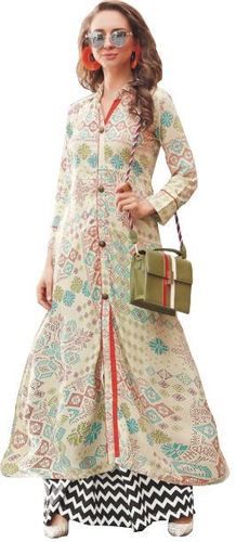 No Fade Off White Rayon Long Kurti With Printed Work001