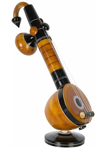 Wooden Veena - Eucalyptus Wood 27cm Size | Carved & Polished Religious Music Theme
