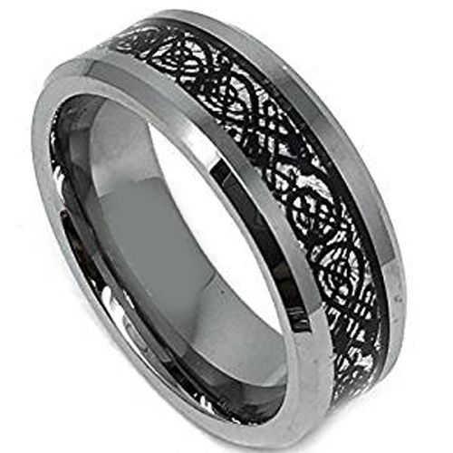 Multi Color Tungsten Carbide Dragon Wedding Band Ring