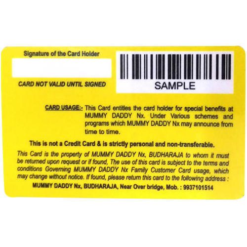 Yellow Plastic Back Barcode Card 