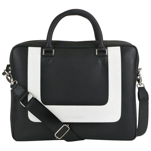 PU Leather Black & White Messenger 14" Laptop Bag