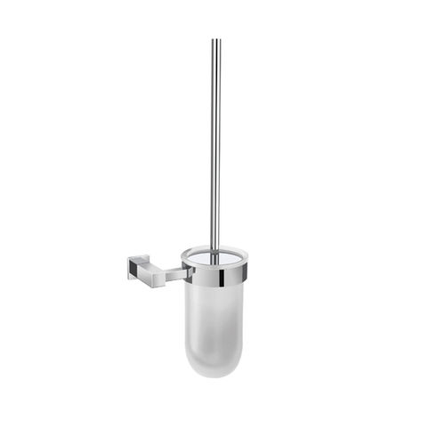 Cube Toilet Brush Holder Mounted (Brass)