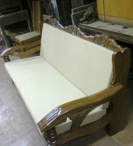 White And Brown Highly Durable Wooden Sofa