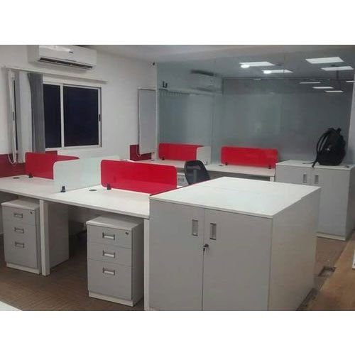 White And Red Finest Modern Office Workstation